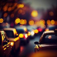 Traffic jam, blurred bokeh background - AI generated image photo