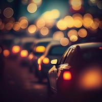 Traffic jam, blurred bokeh background - AI generated image photo