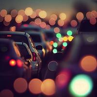 Traffic jam, blurred bokeh background - AI generated image photo