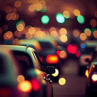 Traffic jam, blurred bokeh background - AI generated image photo