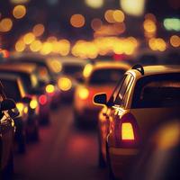 Traffic jam, blurred bokeh background - AI generated image photo