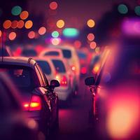 Traffic jam, blurred bokeh background - AI generated image photo