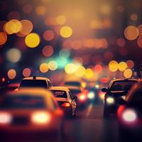 Traffic jam, blurred bokeh background - AI generated image photo