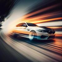 Car racing at high speed, blurred background - AI generated image photo