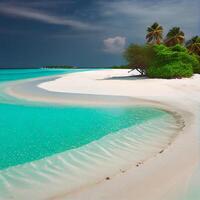 Maldives white sand beach and blue transparent ocean - image photo