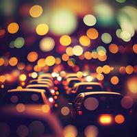 Traffic jam, blurred bokeh background - AI generated image photo