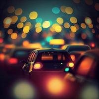 Traffic jam, blurred bokeh background - AI generated image photo