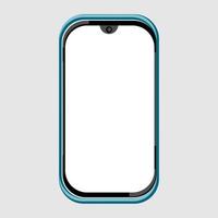ilustración de azul color sencillo teléfono inteligente teniendo blanco pantalla con selfie cámara, aislado en un blanco antecedentes foto