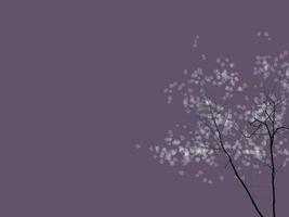 Silhouette dry twigs of tree with transparent white tone leaves blowing, purple color background with blank copy space for text, monochrome, wallpaper photo