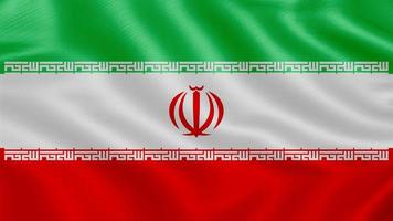 Flag of Iran. Realistic Waving Flag 3d Render Illustration with Highly Detailed Fabric Texture photo