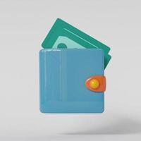 3D Money Saving icon concept. Wallet, bill, coins.Realistic 3d design in cartoon style. photo