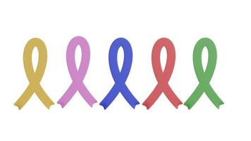 3d multicolored ribbons on white background. Concept of treating different diseases. 3d rendering. photo