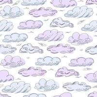 Seamless cloud pattern graphics in trendy style on white background. vector