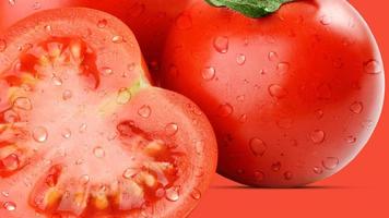 The Best Half Sliced And Full Size Red Or Ripe Tomato Or Solanum Lycopersicum With Water Drops Close Up Macro Photography Ever photo