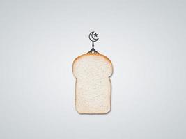 Photo bread with mosque shape happy ramadan happy eid concept. muslim holy month ramadan kareem