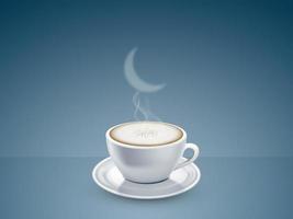 Photo coffee smoke moon shape happy ramadan happy eid concept. muslim holy month ramadan kareem