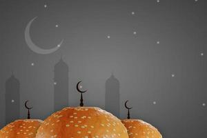 photo burger mosque happy ramadan, happy eid, ramadan kareem, islamic moon, ramadan eid and crescent of ramadan background.