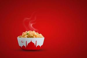 Maggi bowl Happy ramadan, happy eid, islamic design, islamic moon, ramadan invitation and ramadan kareem idea. photo