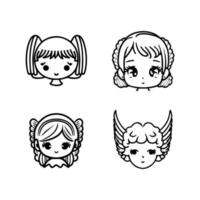 Add a touch of heavenly cuteness to your project with our cute kawaii angel head logo collection. Hand drawn with love, these illustrations are sure to bring a sense of playfulness and purity vector