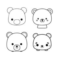 Get ready to roar with this cute kawaii bear head logo collection set. Each Hand drawn illustration features an adorable bear wearing different accessories vector