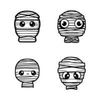 cute anime mummy collection set hand drawn line art illustration vector