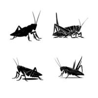 grasshopper logo silhouette collection set hand drawn illustration vector