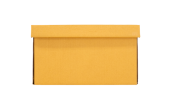 Yellow big paper box isolated on transparent background with clipping path, front view png