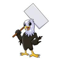 Cute eagle holding white sign vector