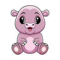 Cute funny hippo a sitting vector