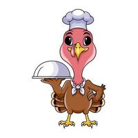 Cute Turkey Chef Serving A Platter vector