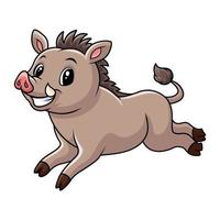 Cute baby wild boar cartoon smile vector