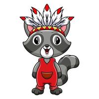 Cartoon funny raccoon a smile vector