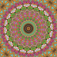 A colorful mandala with a pattern of flowers vector