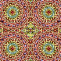 Colorful background with a pattern of circles and flowers vector