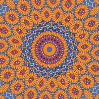 A colorful pattern with a flower pattern in blue and orange vector
