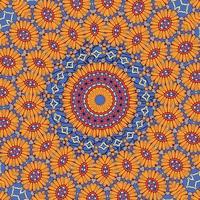 A colorful pattern with a flower pattern in blue and orange vector