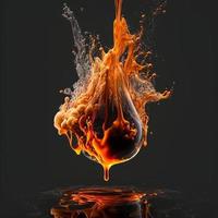 Ink dropped in water, translucent, colorful exploding fireball on black background photo