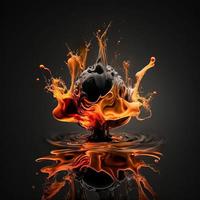 Ink dropped in water, translucent, colorful exploding fireball on black background photo