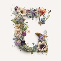 letter C containing flowers on a white background photo