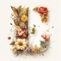 letter L containing flowers on a white background photo