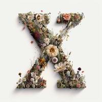 letter X containing flowers on a white background photo