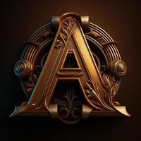 Logo for the letter A with a modern classic style ,3d alphabet on black background photo