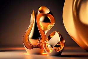 Luxury abstract black and gold shapes with shiny effect background. Trendy gradient shapes composition, 3d liquid shape. stylish metallic wavy geometric background photo