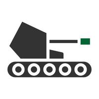 tanque icono sólido estilo gris verde color militar ilustración vector Ejército elemento y símbolo Perfecto.