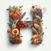 letter H containing flowers on a white background photo