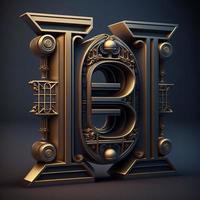 Logo for the letter H and B with a modern classic style ,3d alphabet on black background photo