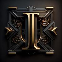 Logo for the letter I with a modern classic style ,3d alphabet on black background photo