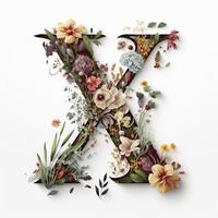 letter X containing flowers on a white background photo