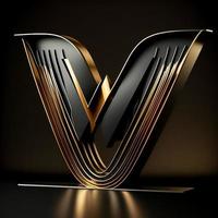 Logo for the letter I with a modern classic style ,3d alphabet on black background photo