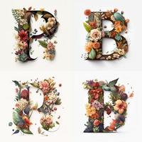 letter P containing flowers on a white background photo